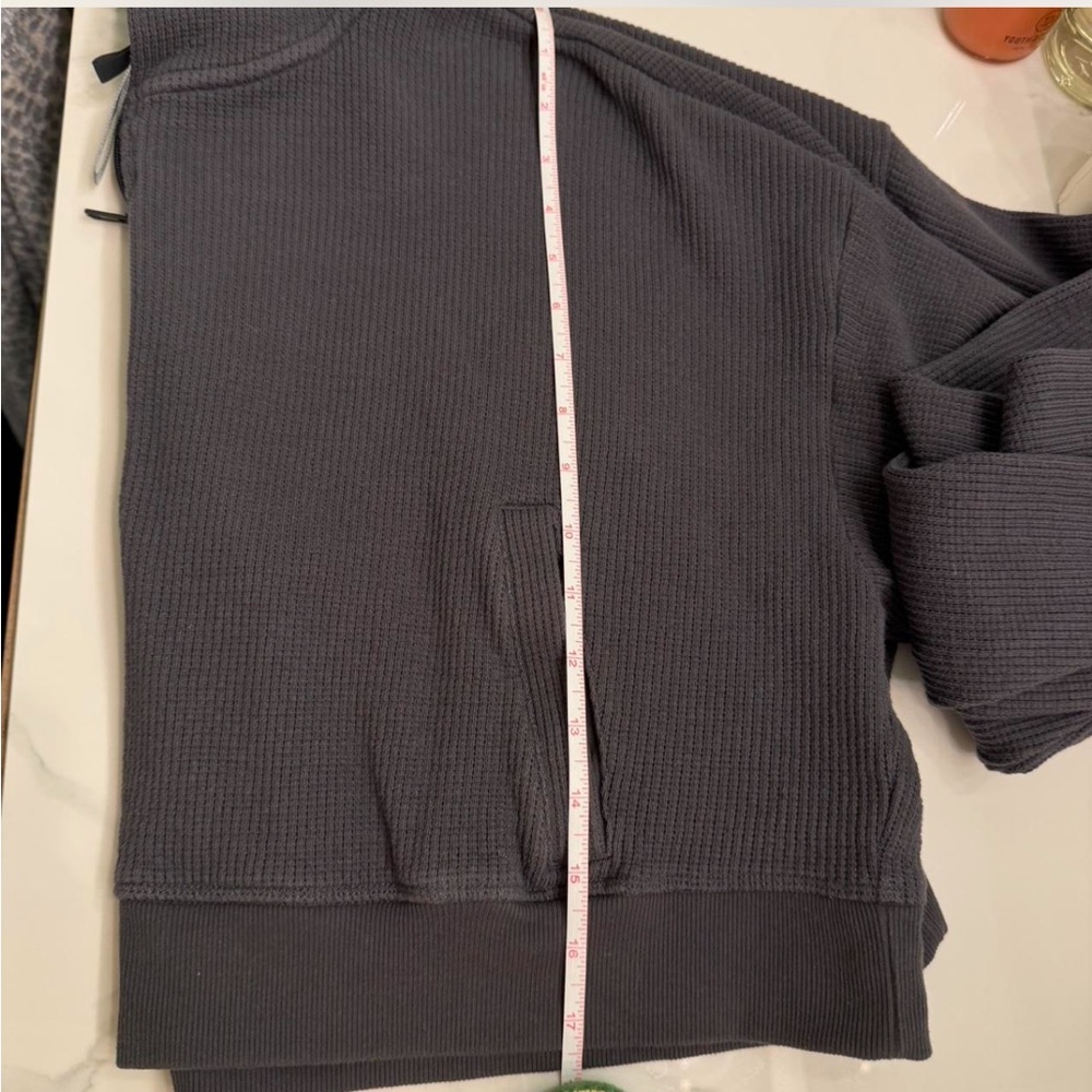 Skims Gray Waffle Cropped Zip Hoodie - Picture 5 of 5
